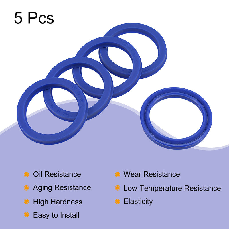 [Australia - AusPower] - MECCANIXITY UHS Radial Shaft Seal 38mm ID x 48mm OD x 6mm Width PU Oil Seal, Blue Pack of 5 38x48x6mm 