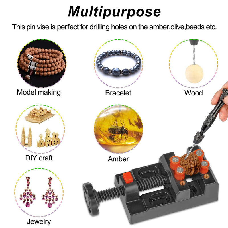 [Australia - AusPower] - Hakkin 32 Pcs Pin Vise Hand Drill for Jewelry Making, Mini Manual Drill Kit - 0.8-3.0mm HSS Micro Twist Drill, Pin Vise, Carving Clamp and PCB Drills, Rotary Hand Press Drill for Resin, Wood, Plastic 