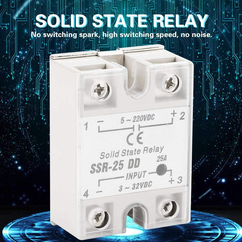 [Australia - AusPower] - SSR-25 DD Solid State Relay, 25A 5-220VDC Solid State Relay Module Compact Size & High Reliability For Industrial Automatic Process 