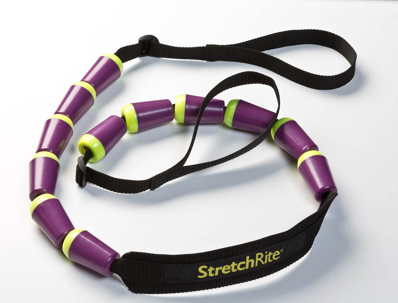 [Australia - AusPower] - StretchRite Physical Therapy Full Body Stretching Strap with Patented Easy Grip Handles for Sore and Tight Muscles, Includes Coaching Guide (Purple/Yellow) Purple/Yellow 