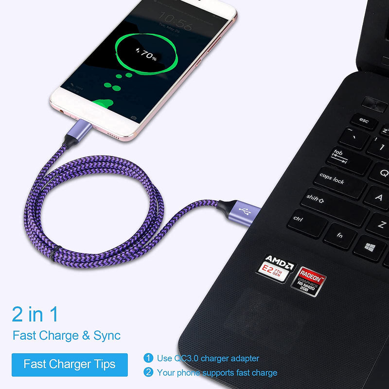 [Australia - AusPower] - USB C Charger Cable Fast Charging Cord 3PC for OnePlus Nord N200 5G/N10/10 Pro/9R/8T, Samsung Galaxy S22+/S21/S20FE/S10e/S9/S8/A13/A12/A32/A52, Pixel 6 Pro/5/4a XL/3, Moto G Power(2021)/Stylus/G9 Plus 