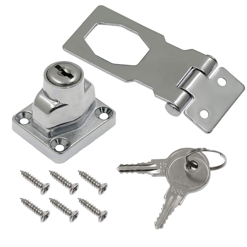 [Australia - AusPower] - Kyuionty 2Pcs Keyed Hasp Locks 2.5 Inch Twist Knob Keyed Locking Hasp, Metal Safety Hasp Latches Keyed Different for Small Doors, Cabinets (Sliver) Sliver 