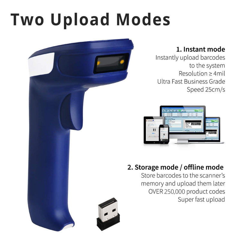 [Australia - AusPower] - ScanAvenger 1D and 2D Portable Wireless Bluetooth Barcode Scanner: 3-in-1 - Cordless, Rechargeable Scan Gun for Inventory Management - Wireless, Handheld, USB Bar Code/QR Code Reader - Hand Scanner 