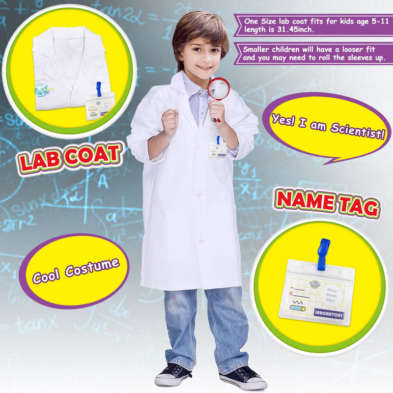 [Australia - AusPower] - UNGLINGA Kids Science Experiment Kit with Lab Coat Scientist Costume Dress Up and Role Play Toys Gift for Boys Girls Kids Age 5 - 11 Christmas Birthday Party Science kit with lab coat 