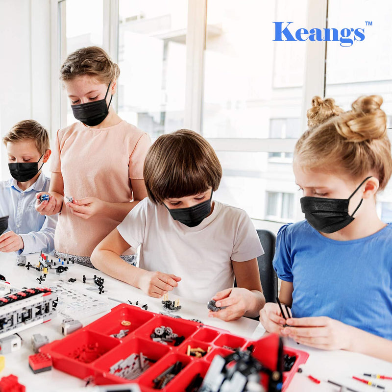 [Australia - AusPower] - Kids Disposable Face Masks, Keangs Black Kids Masks 50Pcs, Perfect for Boys and Girls 50 