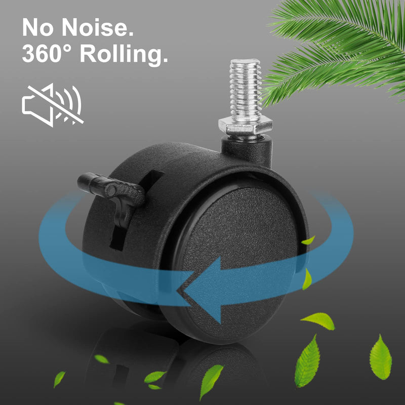 [Australia - AusPower] - Dalyndar 4 Pack 1.5 Inch Swivel Stem Caster Wheels Replacement Casters 1.5'' Furniture Wheel with Locking Brake Metric Threaded Stem M8 Wheels for Table Drawer Plant Shelf Metal Rack Laundry Basket 