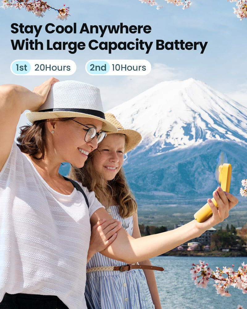 [Australia - AusPower] - Gaiatop Portable Handheld Fan, Foldable Small Fan, Mini Hand Held Fan with USB Rechargeable 2000mAh Battery, Eyelash Fan for Girls, Travel For Women, Outdoor (Yellow) Yellow 