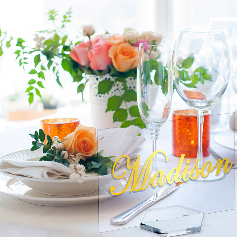 [Australia - AusPower] - Clear Acrylic Stand Clear Hexagonal Acrylic Sign Holder Wedding Sign Holders Wedding Table Sign Stands Table Numbers Display Stands for Wedding Birthday Banquet Party,No Sign (10 Pieces) 