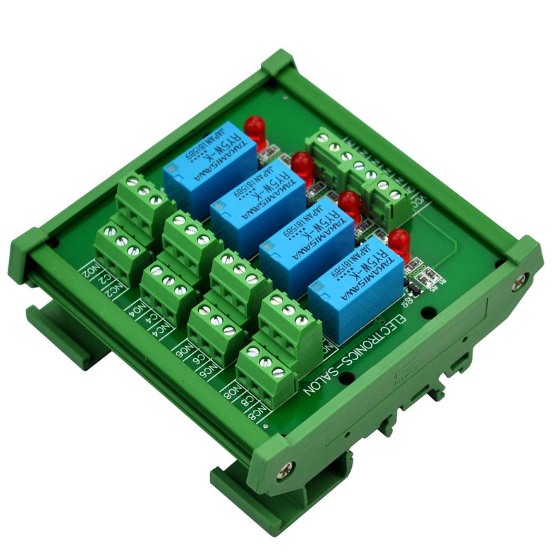 [Australia - AusPower] - Electronics-Salon DIN Rail Mount 4 DPDT Signal Relay Interface Module, DC 5V Version. 