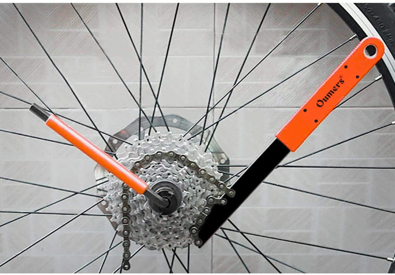 [Australia - AusPower] - Oumers Bike Cassette Removal Tool with Chain Whip and Auxiliary Wrench Bicycle Sprocket Removal Tools, Bicycle Cassette Lock Ring Removal Freewheel Remover Wrench Sprocket Remover 