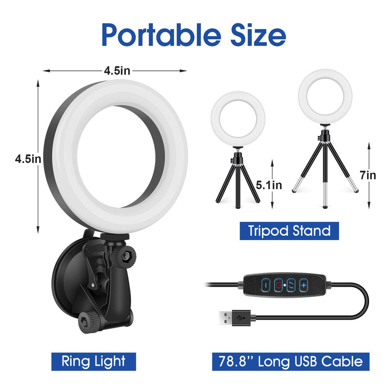 [Australia - AusPower] - Ring Light for Zoom Meetings, Laptop Ring Light with Tripod Stand, Ring Light with Suction Cup for Computer Monitor … Suction Cup+Tripod Ring Light 