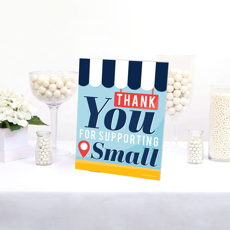 [Australia - AusPower] - Big Dot of Happiness Support Small Business Sign - Thank You Decorations - Printed on Sturdy Plastic Material - 10.5 x 13.75 inches - Sign with Stand - 1 Piece 