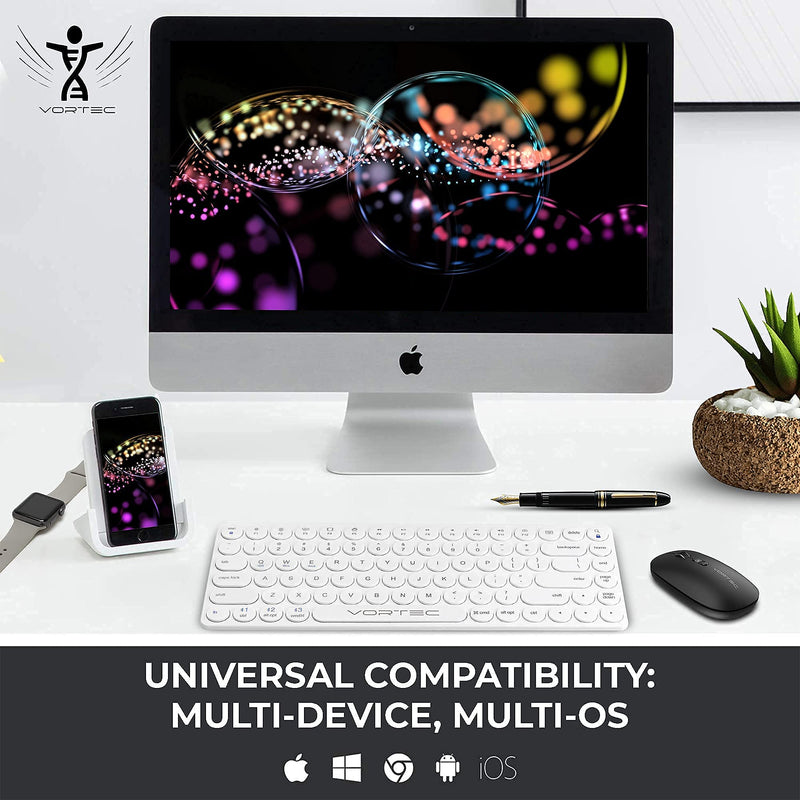 [Australia - AusPower] - Bluetooth Keyboard for iPad, iPhone, Android, Apple, Windows – Streamlined, Compact Multi Device Keyboard – Ergonomic Bluetooth Wireless Keyboard for Mac, PC – Computer Keyboard Bluetooth by Vortec 