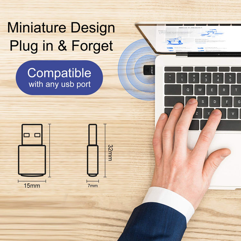[Australia - AusPower] - USB Bluetooth WiFi Adapter, Wireless Nano USB Network Adapter for Laptop Desktop PC Wi-Fi Dongle Compatible with Windows 10/7/8/8.1/XP Mac OS X 10.6-10.15.3 
