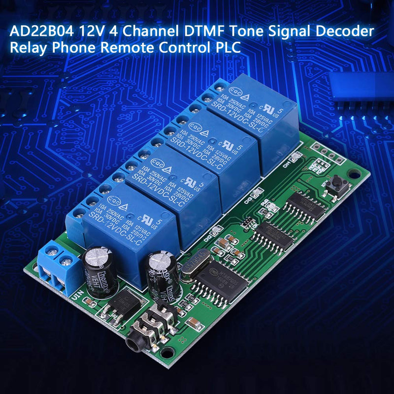 [Australia - AusPower] - 4 Channel DTMF Tone Signal Decoder Relay, Audio Signal Decoding Relay, AD22B04 12V, 4 Channel DTMF Tone Signal Decoder Relay Phone Remote Control PLC 