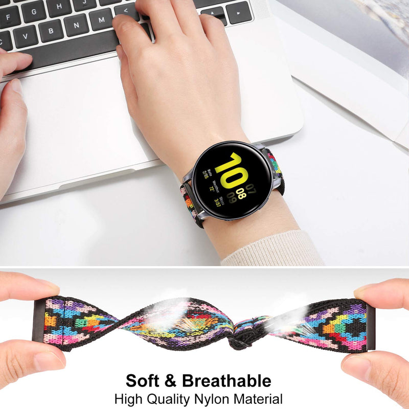 [Australia - AusPower] - Olytop Elastic Strap for Galaxy Watch 42mm/Galaxy Watch 3 41mm/Galaxy Watch Active 2 Bands 40mm, 20mm Soft Stretchy Nylon Lightweight Wristband Women Girl for Samsung Galaxy Watch Active 2 40mm 44mm Colorful 