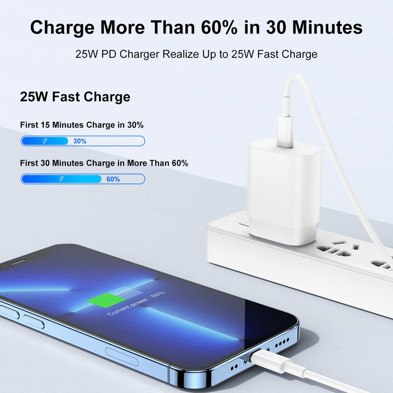 [Australia - AusPower] - iPhone Fast Charger Block, 25W PD iPhone Wall Charging Plug and USB C to Lightning Cable Cord,Type C iPhone 13 Power Adapter Brick Cube for Apple iPhone 13 Pro/13 Pro Max/12 Pro/12 Mini/11 Pro,iPad 