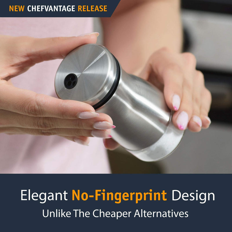 [Australia - AusPower] - CHEFVANTAGE Salt and Pepper Shakers Set with Adjustable Pour Holes - Stainless Steel 
