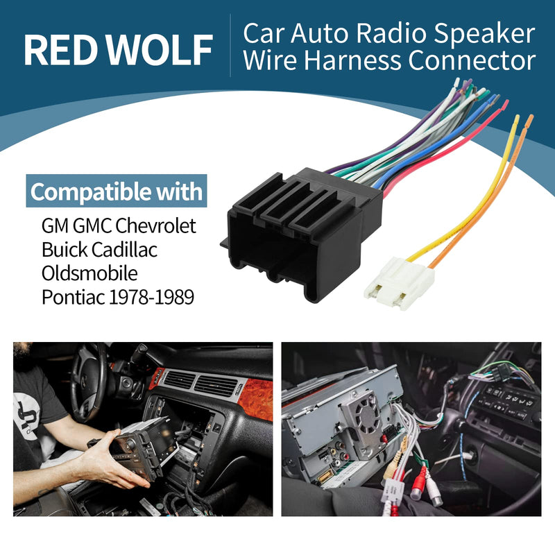 [Australia - AusPower] - RED WOLF Compatible with GM GMC Chevrolet Buick Cadillac 1978-1989 Aftermarket Radio Wire Harness Stereo Connector Plug 