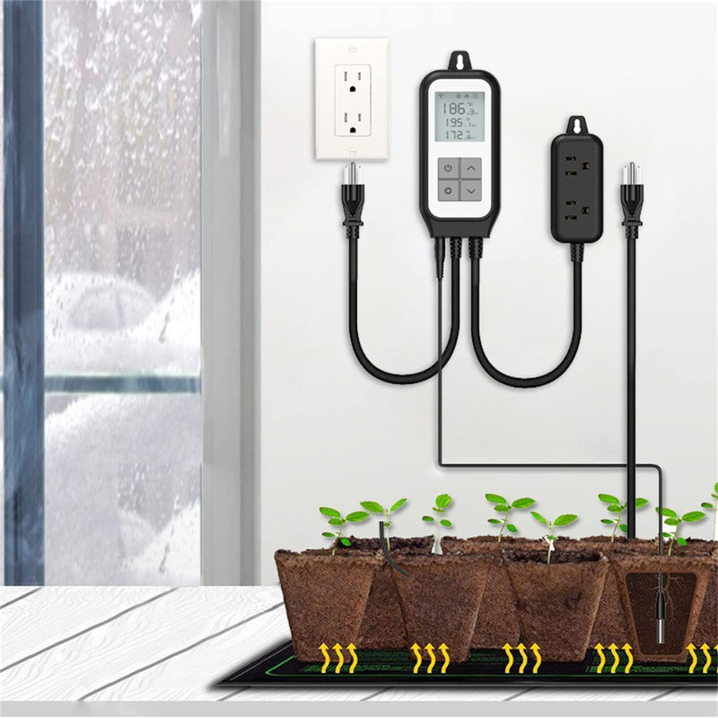 [Australia - AusPower] - MOES Smart WiFi Digital Temperature Controller Thermostat Outlet Heating and Cooling Mode,for Greenhouse,Terrarium Carboy Heater,Smart Life App Remote Control,Work with Alexa and Google Home,Black 