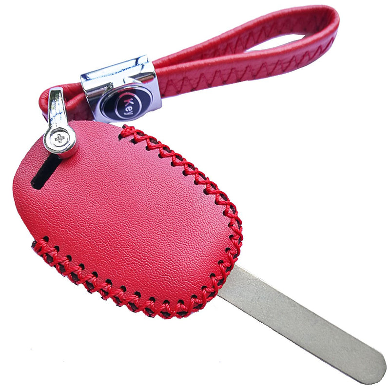 [Australia - AusPower] - Alegender Genuine Leather Key Fob Cover Bag Protector Remote Jacket Holder Fit for Honda 3+1 Buttons CRV Accord Civic Polit Head Key Red 