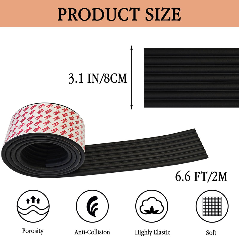 [Australia - AusPower] - 6.6 FT Black Bunk Bed Ladder Pads PVC Soft Corner Protectors with Strong Adhesive, Stair Steps Cover for Ladder, Stair Edge, Sharp Edges, Desk, Table, Furniture 