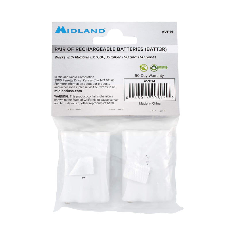 [Australia - AusPower] - Midland Rechargeable Battery for LXT600, T50 T60, White, 3.15x 2.3X 0.5 