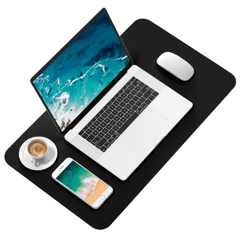[Australia - AusPower] - Hsurbtra Desk Pad, 23.6" x 13.8" PU Leather Desk Mat, M Extended Mouse Pad, Waterproof Desk Blotter Protector, Ultra Thin Small Laptop Keyboard Mat, Non-Slip Desk Writing Pad for Office Home, Black 23.6" x 13.8" 