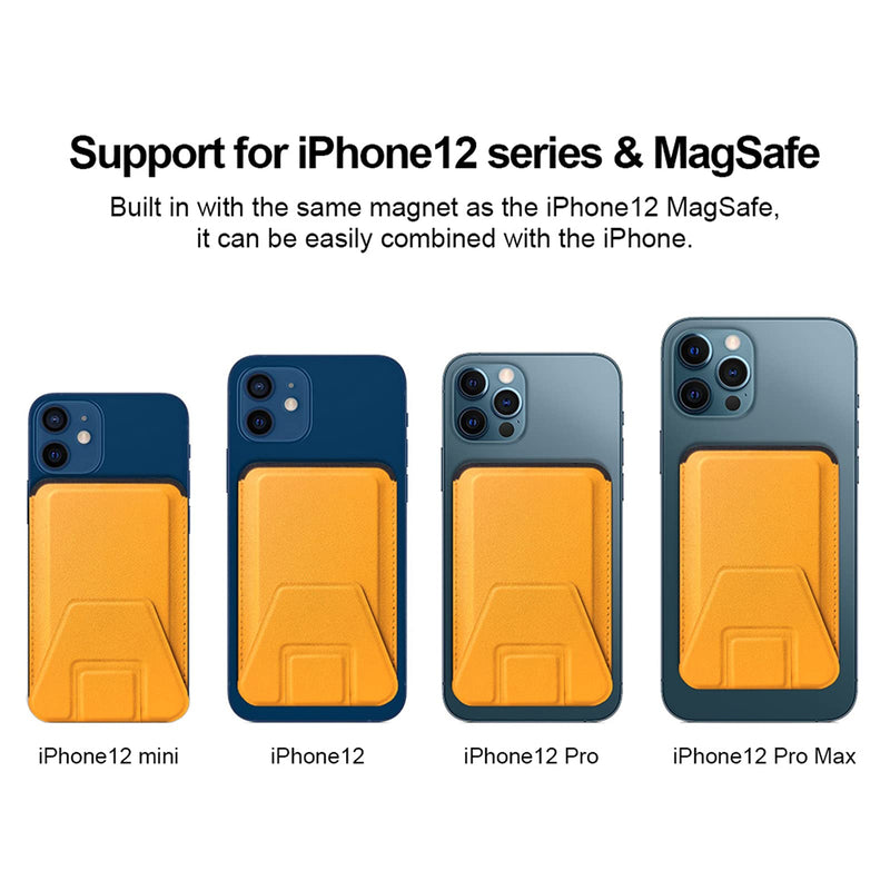 [Australia - AusPower] - Vesmatity Fold Leather Magnetic Stand&Wallet, Magsafe Wallet Card Holder for Back of Phone Grip【Removable&Wireless Charging Compatible】 iPhone Card Holder Compatible with iPhone 12 Pro Max (Orange) Orange 