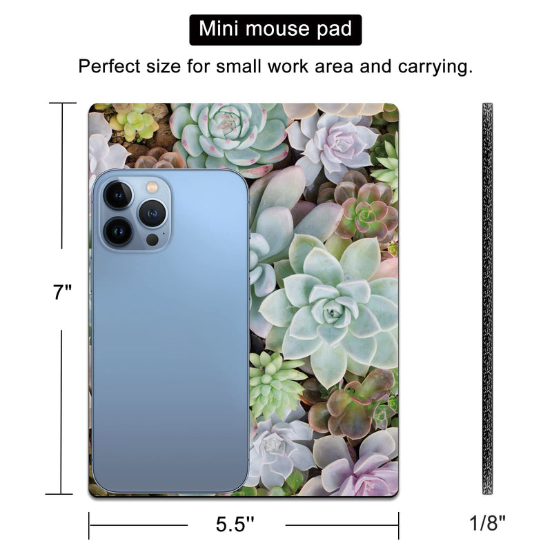 [Australia - AusPower] - Cyanbone Small Mouse Pad Cute, Mini Mouse Pads for Wireless Mouse and Laptop, Travel Mousepad with Designs - Pretty Succulent, Portable Mousepads - 5.5 x 7 in, Computer Accessories for Women Small - 5.5"x7" Pretty Succulents 