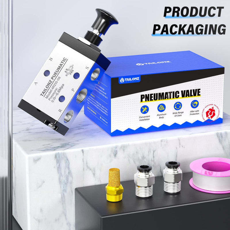 [Australia - AusPower] - TAILONZ PNEUMATIC 1/4"NPT 5 Way 2 Postion Air Hand Lever Operated Valve Pneumatic Solenoid Valve Manual Control Push-Pull 4R210-08 