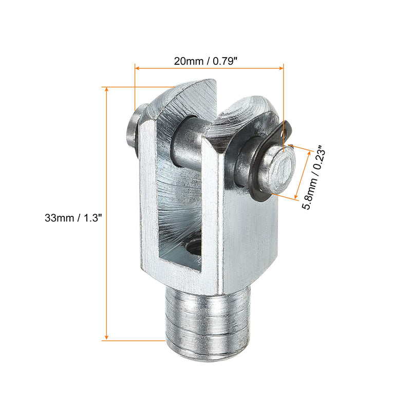 [Australia - AusPower] - PATIKIL M6x1 Air Cylinder Rod Clevis End, 2 Pack Female Thread Y Connector 33mm Length for Air Cylinder Foot Mounting Work, Silver 