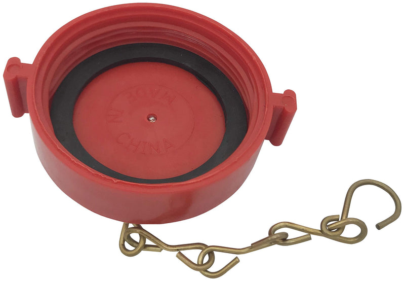 [Australia - AusPower] - Happy Tree (2 Pack) 2-1/2" NST/NH Plastic Fire Hose Connection Standpipe Cap Fitting and Chain fire Equipment Red Plastic Anti Theft FDC Cap 2.5 Inch 