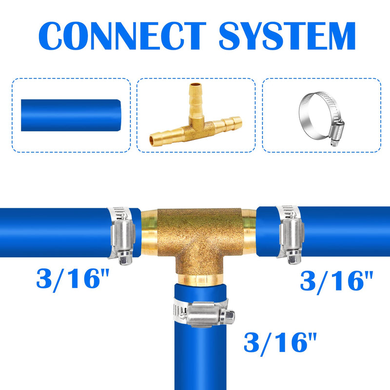 [Australia - AusPower] - Tnuocke 3pcs 3/16" Brass Tee Barb Fittings,3 Way Union Intersection Fitting T Shape Barbed Splitter Fitting Splicer with Hose Clamps for Water Fuel Air H-058-3/16 Tee-3/16-3PCS 