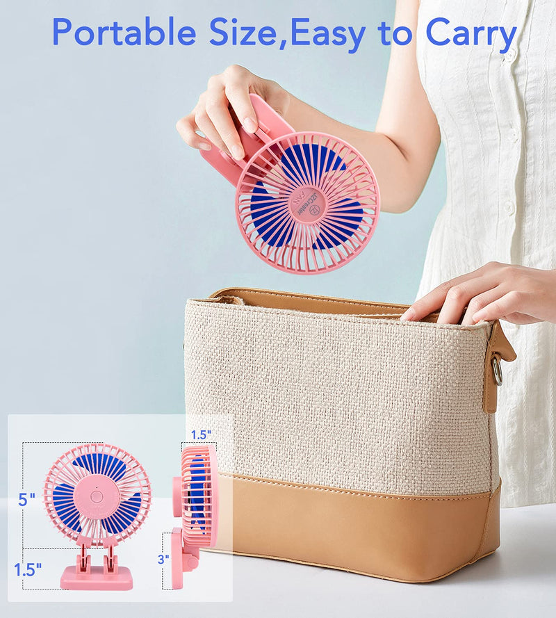 [Australia - AusPower] - JZCreater USB Desk Fan, 5INCH Mini Fan, 3 Speeds Adjustable Desktop Table Cooling Fan in Single Button , Rotation Strong Wind, Quiet Personal Mini Fan for Home Desktop Office Travel,（Pink Blue) Pink Blue 