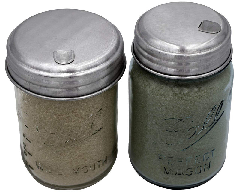 [Australia - AusPower] - Sugar Lid With Flap, Retro Style, for Pouring, Shaking, Dispensing Sugar by Mason Jar Lifestyle (2 Pack, Regular Mouth) Aluminum 