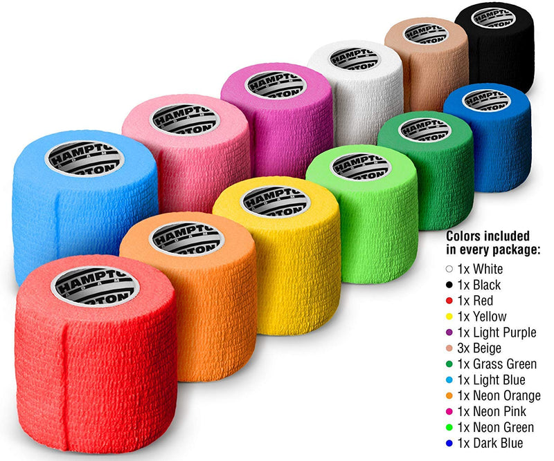 [Australia - AusPower] - (14-Pack) 2” x 15 FT | Self Adhesive Non Woven Bandage Wrap – Breathable Self Adherent Wrap for Pets - Athletic Elastic Cohesive Bandage for Sports Injury: Ankle, Knee & Wrist Sprains (Rainbow) 
