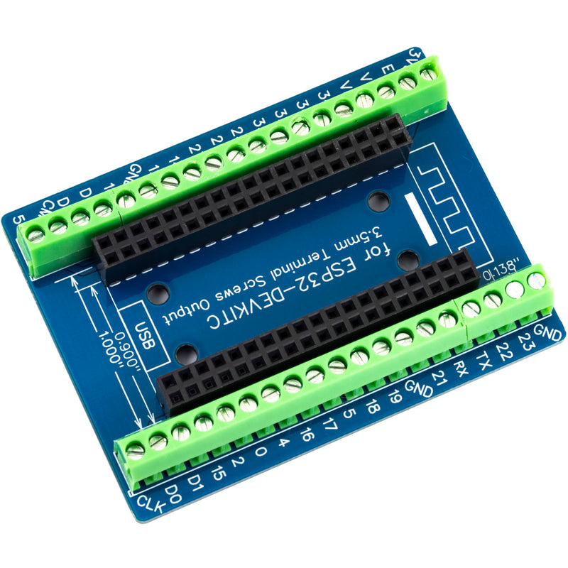 [Australia - AusPower] - for ESP32 Breakout Board 3.5mm / 0.14" Terminal GPIO Expansion Board for 0.9" / 1.0" Size ESP32 Module ESP-WROOM-32 ESP32-DevKitC (Pack of 2pcs) 