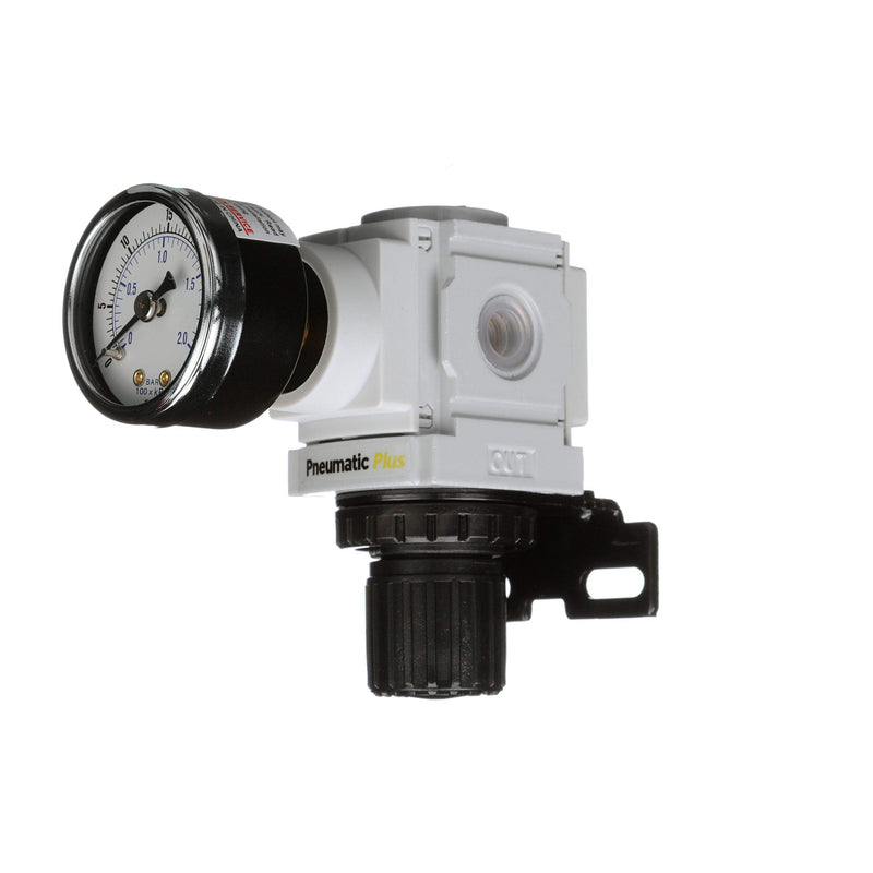 [Australia - AusPower] - PneumaticPlus PPR2-N02BG-2 Miniature Air Pressure Regulator 1/4" NPT - Gauge, Bracket, Instrument Pressure (3-30 PSI) 1/4" NPT (3-30 PSI) 