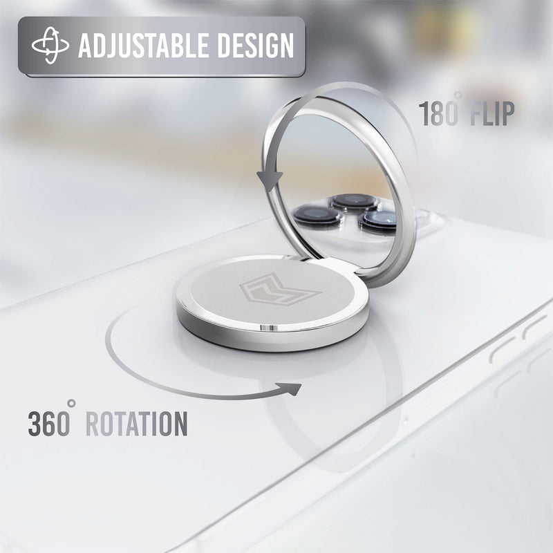 [Australia - AusPower] - Cell Phone Ring Holder Stand – Ggmoca Finger Ring Kickstand 360 Degree Rotation Polished Metal Phone Grip for Magnetic Car Mount Compatible with All Smartphones – Sliver 