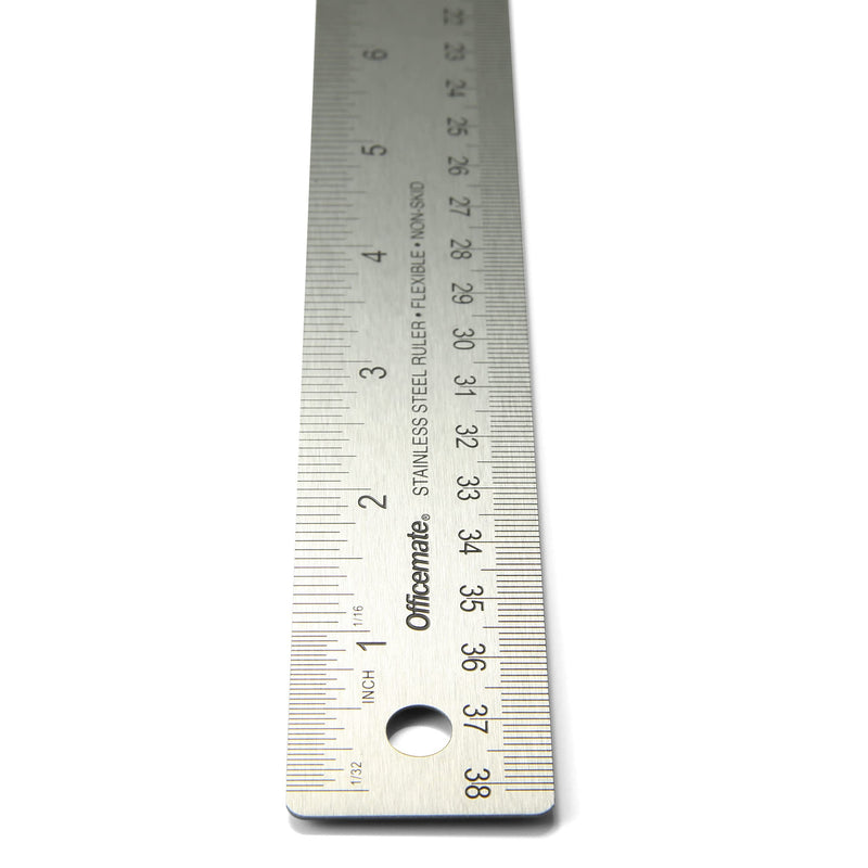 [Australia - AusPower] - Officemate OIC Classic Stainless Steel Metal Ruler, 15 inches with Metric Measurements, Silver, 15" L x 1.25" W (66612) 15" L x 1.25" 