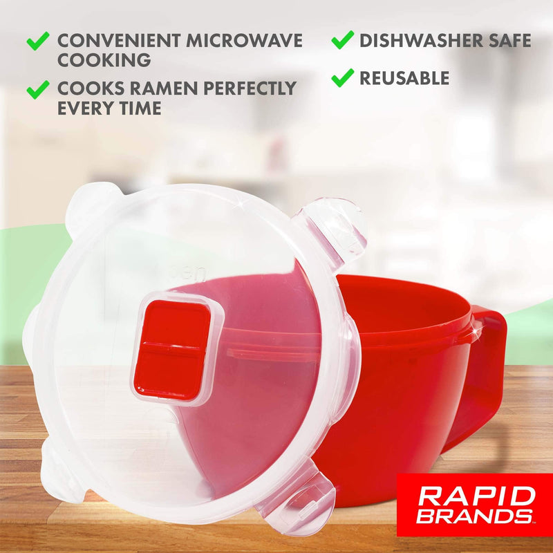 [Australia - AusPower] - Rapid Cup Noodle/Soup Bowl | Microwave Soup & Noodles in Minutes | Perfect for Dorm, Small Kitchen, or Office | Dishwasher-Safe, Microwaveable, & BPA-Free Red 