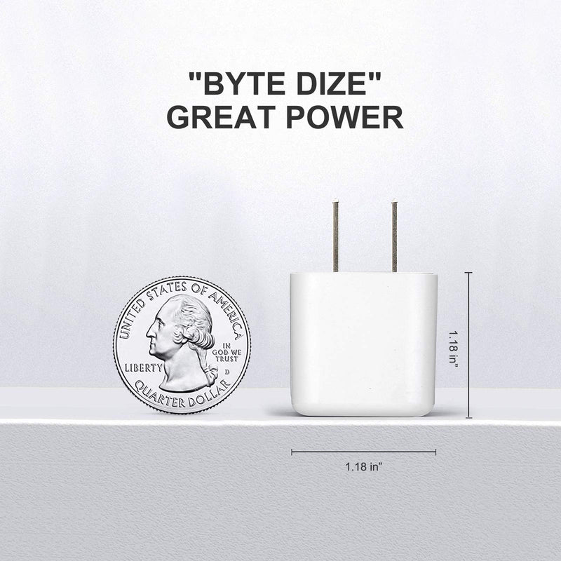 [Australia - AusPower] - USB C Charger, EQWOL Byte 2-Pack 20W Mini USB-C Wall Charger, Fast Charger Compatible with iPhone 13/13 Mini / 13 Pro / 13 Pro Max / 12/12 Mini / 12 Pro / 12 Pro Max (2-White) 