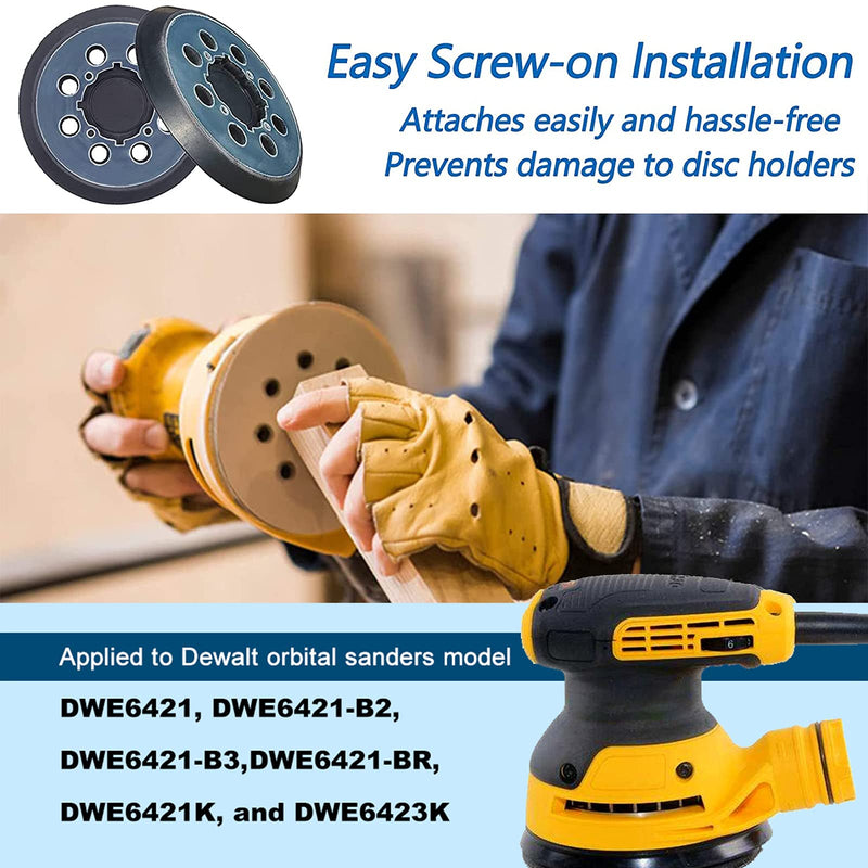 [Australia - AusPower] - 2 Packs for DeWalt DWE64233 & N329079 Orbital Sander Replacement Pad, 5 inch 8 Hole Hook and Loop Sanding Disc Backing Pads, Compatible with DWE6421-B2, DWE6421-B3, DWE6423/6423K, DWE6421/6421K 2 