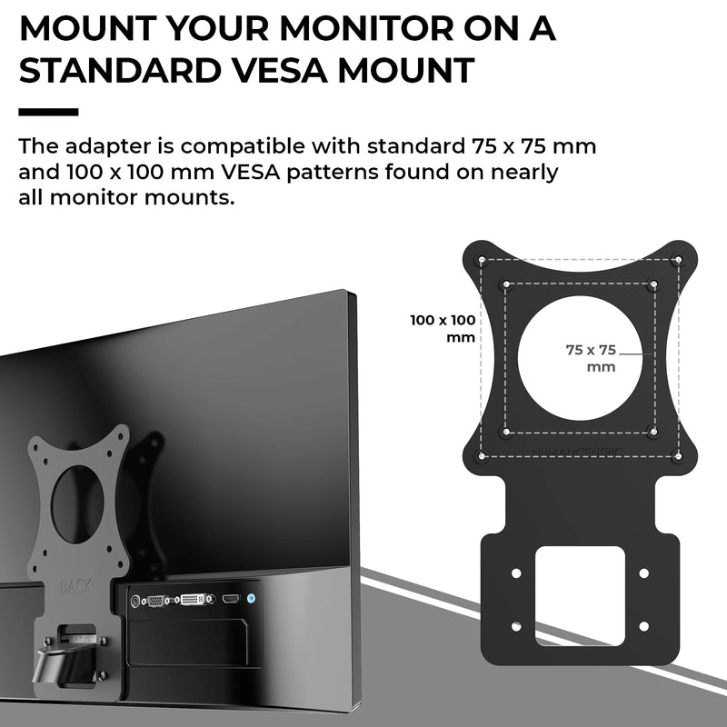 [Australia - AusPower] - HumanCentric VESA Mount Adapter for LG Monitors 24MP58VQ, 24MP58VQ-P, 24MP59HT, 24MP59HT-P, and 24MP60VQ, VESA Adapter Bracket Mounts Monitor to VESA Stand, Arm or Desk Mount with 75x75 or 100x100 mm 