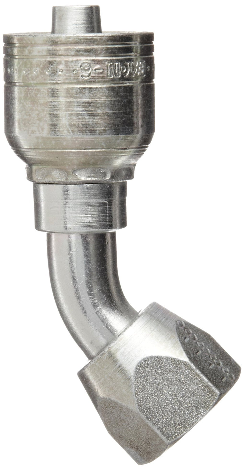 [Australia - AusPower] - Aeroquip 1AA10FJA10 Carbon Steel Global TTC (Thru the Cover) Crimp Hose Fitting Female JIC Swivel, 45 Degree Elbow, 5/8" Hose ID, 7/8" - 14 Thread 