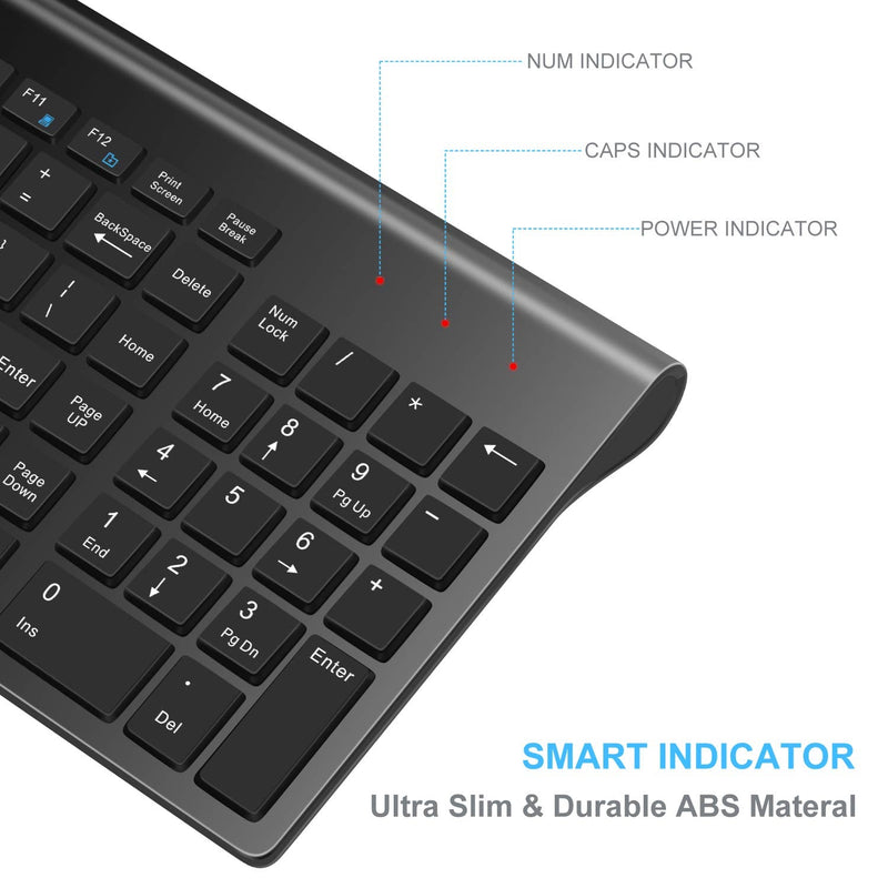 [Australia - AusPower] - LeadsaiL Wireless Keyboard and Mouse, Wireless Mouse and Keyboard Combo, Cordless USB Computer Keyboard and Mouse Set, Ergonomic, Silent, Compact Slim for Windows Laptop, Apple, iMac, Desktop, PC Black 