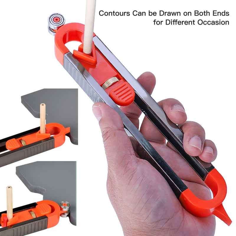 [Australia - AusPower] - Contour Gauge Scribe Profile Tool with 2-Color Pencil and Sharpener, Gadgets for Woodworking, Van Conversion, Construction Carpenter Transfer The Outline onto Your Material with Speed and Accuracy 