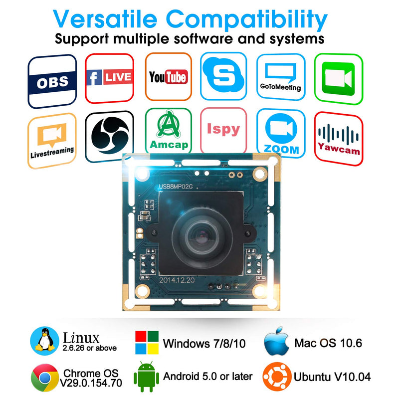 [Australia - AusPower] - 8 Megapixel USB Camera Module with Sony IMX179 Sensor Webcam Super HD 3264X2448 Embeded USB Camera for Industrial,USB with Camera for Linux Windows Android Mini Web Cams Plug&Play OTG Supported Webcam 