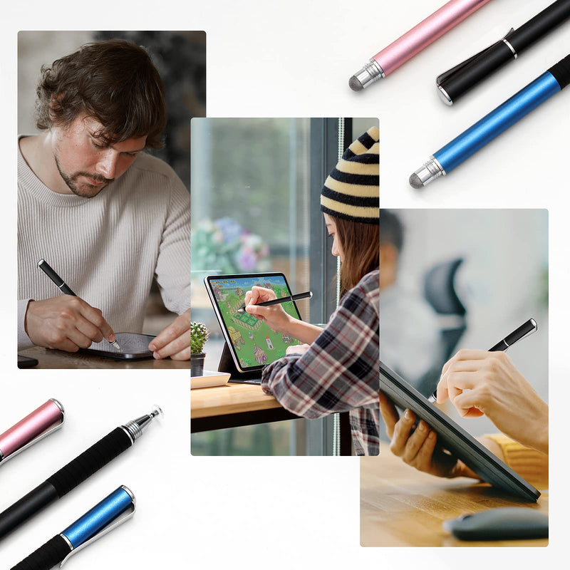 [Australia - AusPower] - Stylus for iPad, Abiarst Stylus Pens for Touch Screens Disc & Fiber Tip for Apple/iPhone/Ipad pro/Mini/Air/Android/Microsoft/Surface All Capacitive Touch Screens (2-Pack (Black/Black)) 2-Pack (Black/Black) 